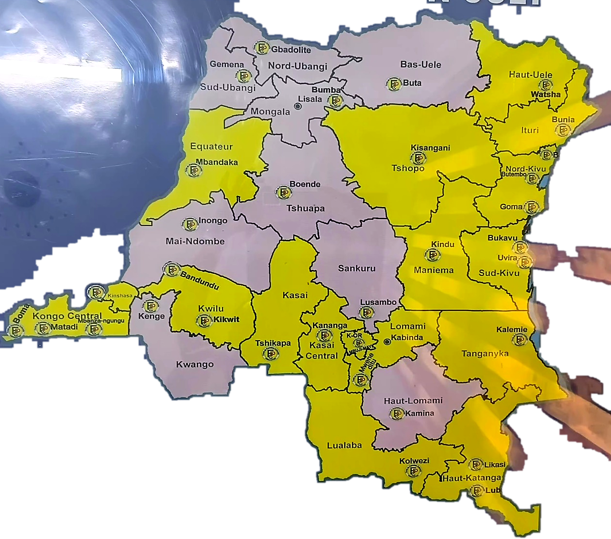 Carte des antennes du Fonds de Promotion Culturelle en RDC